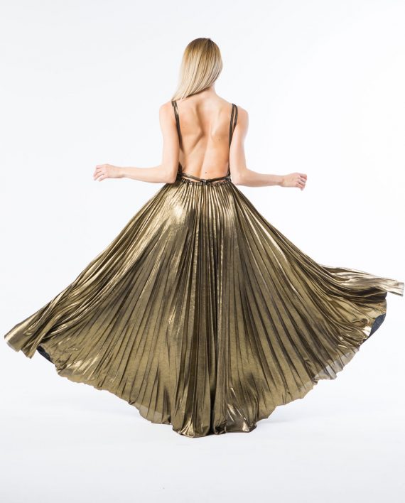 slim fit dress slacks Mac Duggal One-Shoulder Draped Gown - Antique Gold main image 1