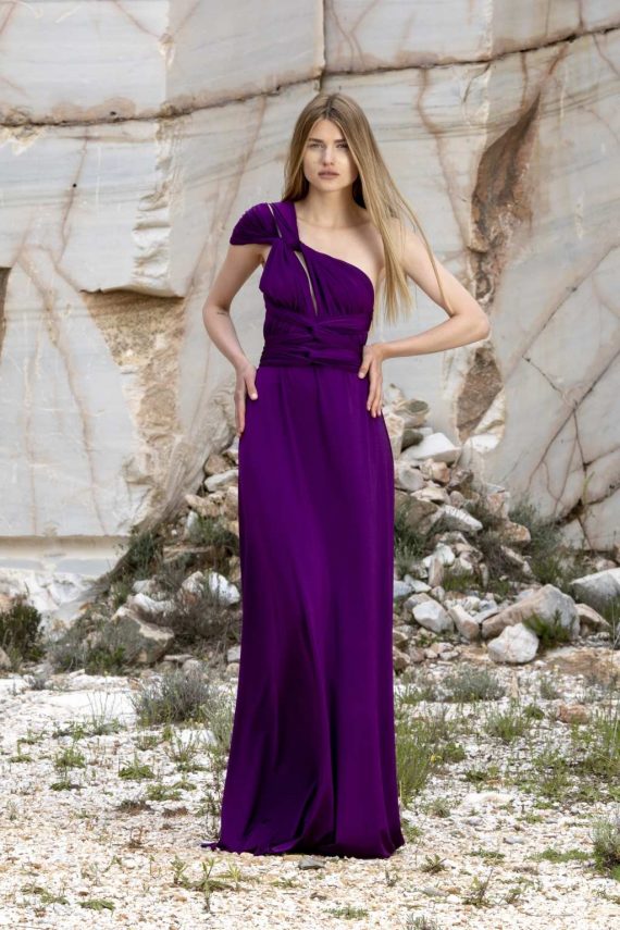 open lace back dress Marcella | Tilden Long Sleeve Dress in Violet | Women's Size Xs | Sustainable European Jersey main image 1