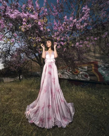 Valley of Grace Grecian Pleated Dress Pink